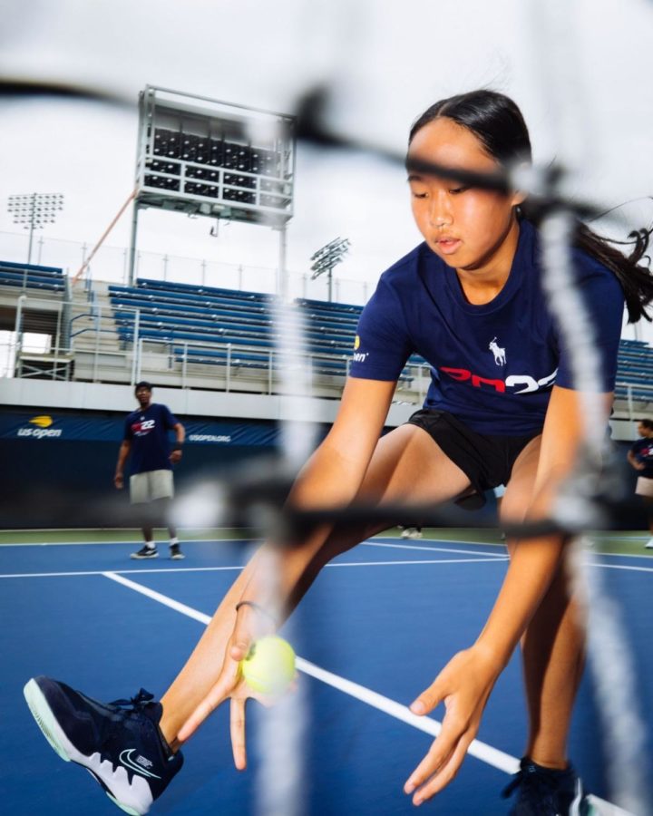 Meadow Zhang as a ball girl at the US Open. 

Photo source: New York Times