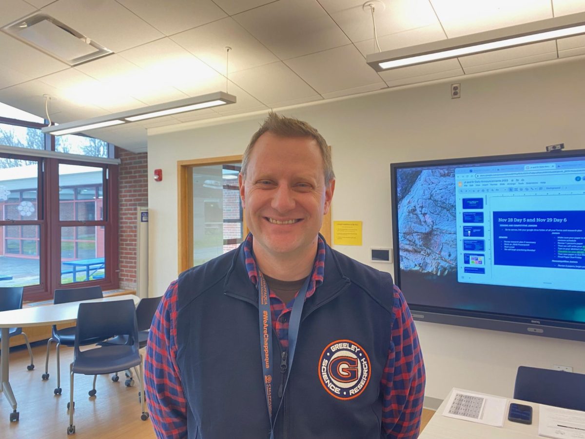 Mr. Zupan in his Science Research classroom in the GLC.